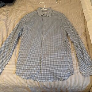 Goodfellow & Co Men's White and Blue Plaid Shirt